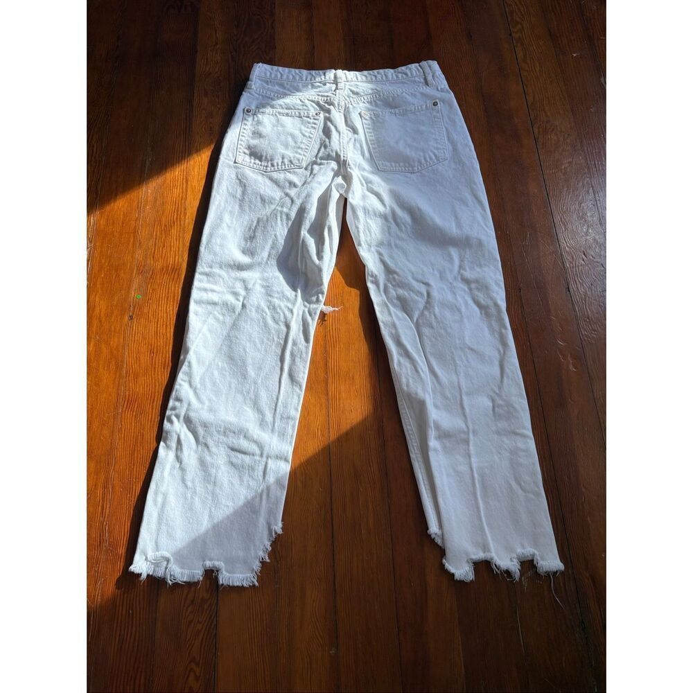 Free People White Maggie Mid Rise Straight Leg Jeans - Picture 11 of 14